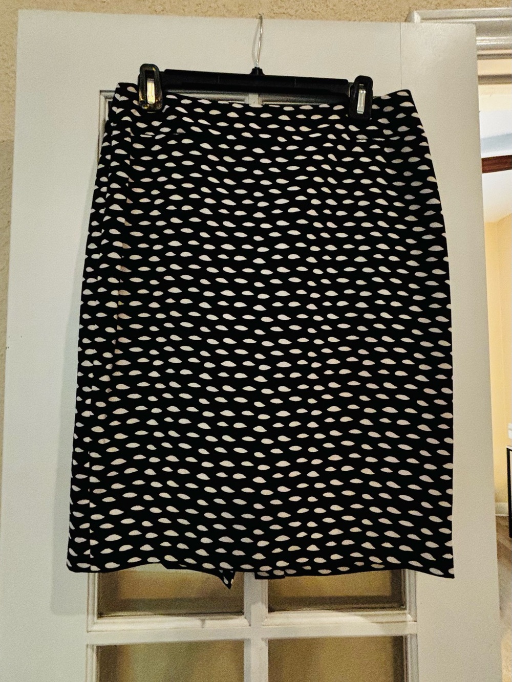 Nine West Black Pencil Skirt with White Leaf Print